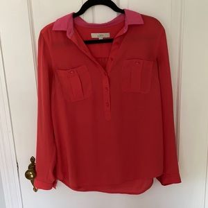 Loft. Bright pink blouse. Size small